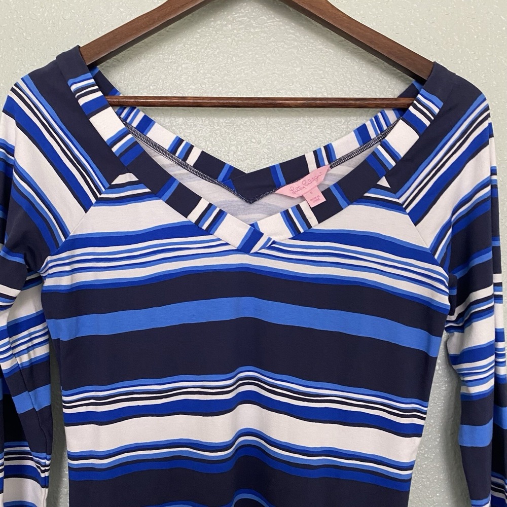 Lily Pulitzer Suzanna Bright Blue White Beach Dress Small Pullover Women's